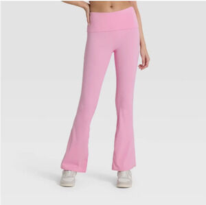 Foldover Waistband Flared Leggings Light Pink Sz Medium NWT JoyLab